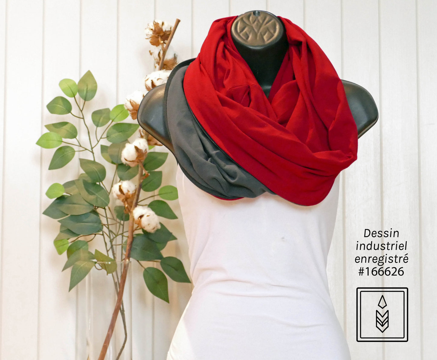 Foulard en coton biologique rouge