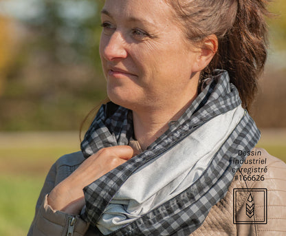 Grey and black square scarf