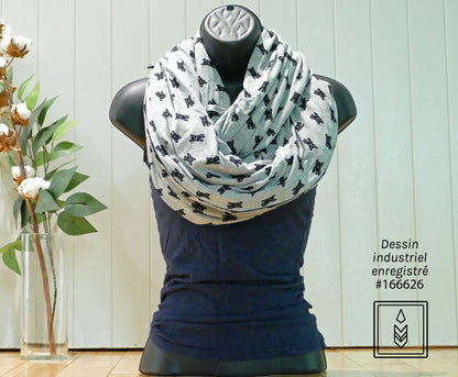 Foulard infini en bambou gris aux motifs de chiens