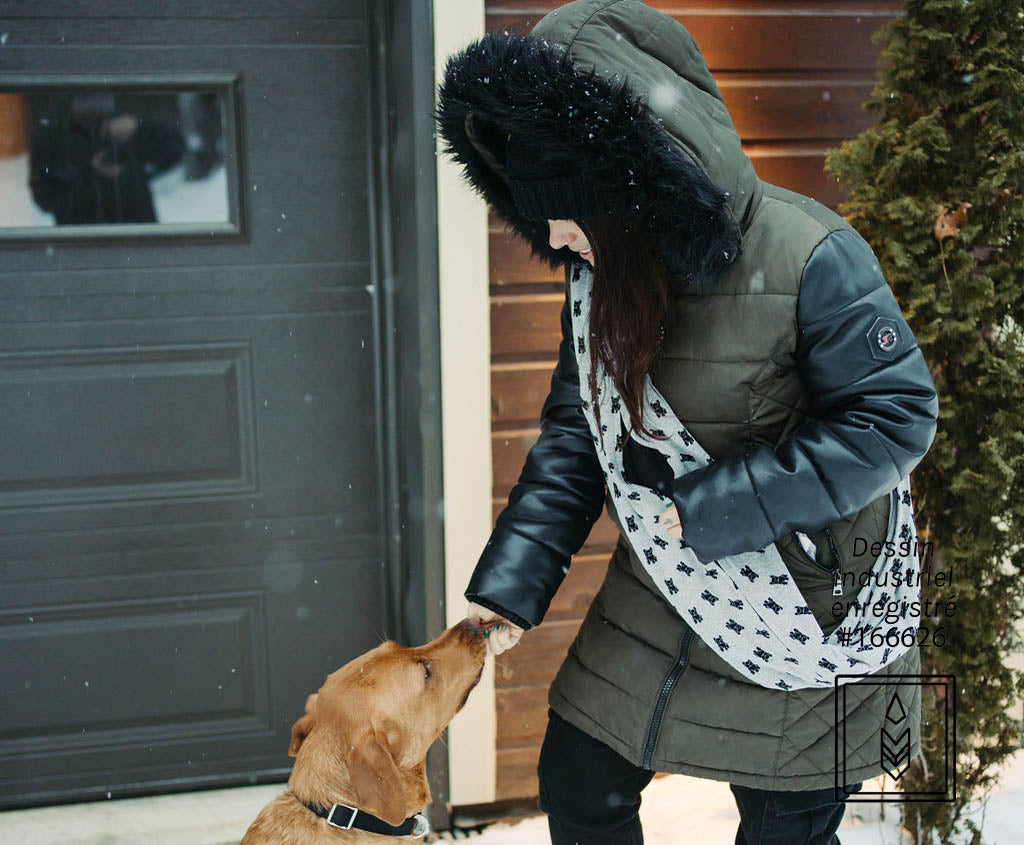 Foulard infini en bambou gris aux motifs de chiens