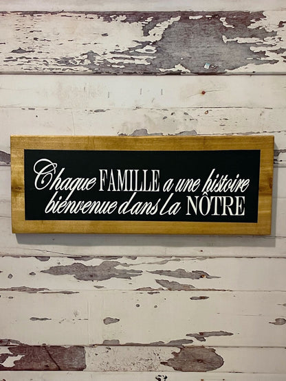 Wooden poster, Each family has a story, Hand painted welcome sign with quote for the family, Welcome sign