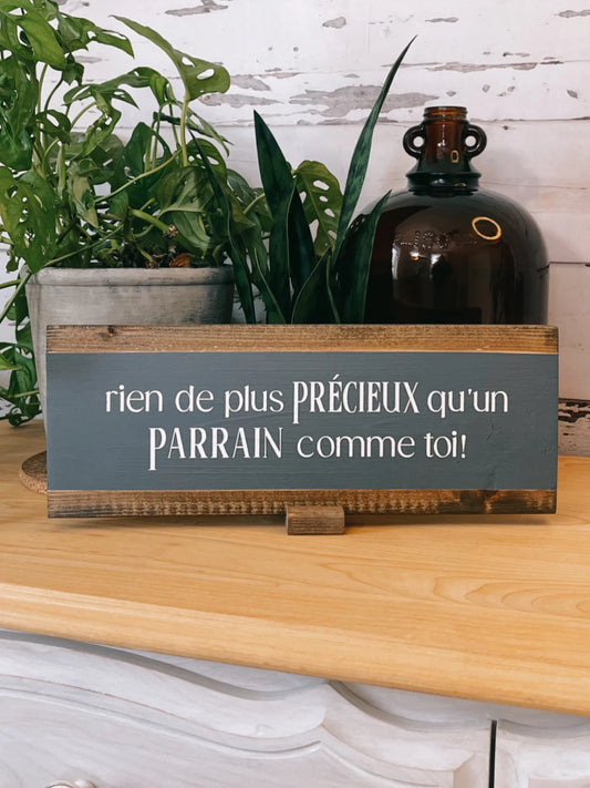 Pancarte personnalisée en bois pour parrain - Un cadeau pour exprimer votre gratitude envers votre parrain