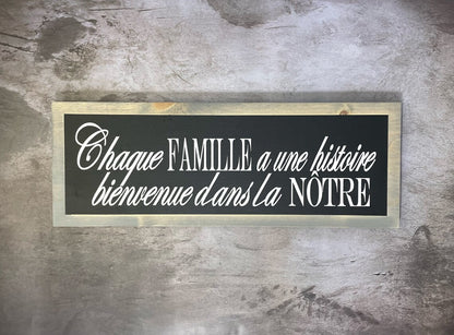 Wooden poster, Each family has a story, Hand painted welcome sign with quote for the family, Welcome sign