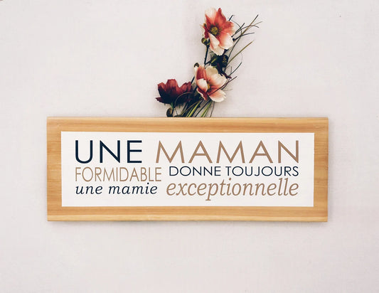 Affiche en bois personnalisée : Artisanat Québécois pour Maman, Grand-maman ou Mamie. Cadeau unique, peint à la main