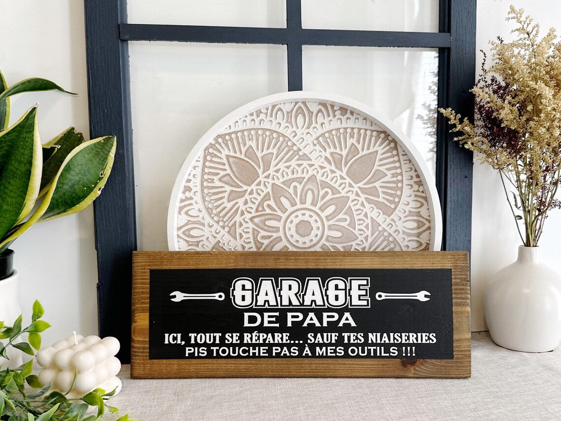 Pancarte Garage de Papa ou Grand-Papa - Cadeau Unique et Chaleureux, Touche pas à mes outils