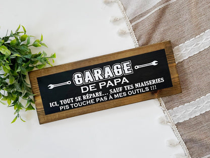 Pancarte Garage de Papa ou Grand-Papa - Cadeau Unique et Chaleureux, Touche pas à mes outils