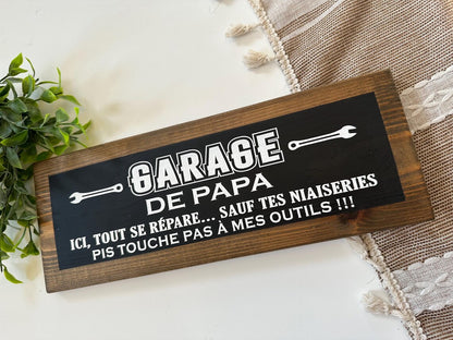 Pancarte Garage de Papa ou Grand-Papa - Cadeau Unique et Chaleureux, Touche pas à mes outils