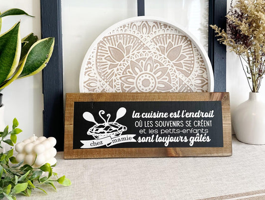 Pancarte en bois peinte à la main, Affiche décorative cuisine de Mamie, Cadeau pour Grand-Mère, Souvenirs et Petits-Enfants, Déco murale