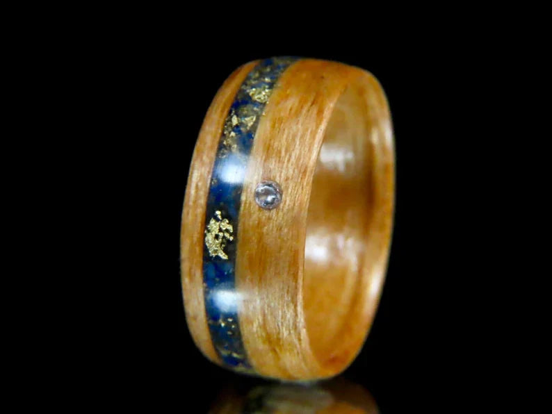 Lapis lazuli ring,  Lapis Lazuli Wood Ring, Lapis ring, Lazuli ring, Lazuli, Blue Ring, Lapis lazuli, Lapis, Gemstone ring, Wood ring, Mens wedding band, Handmade, Montreal