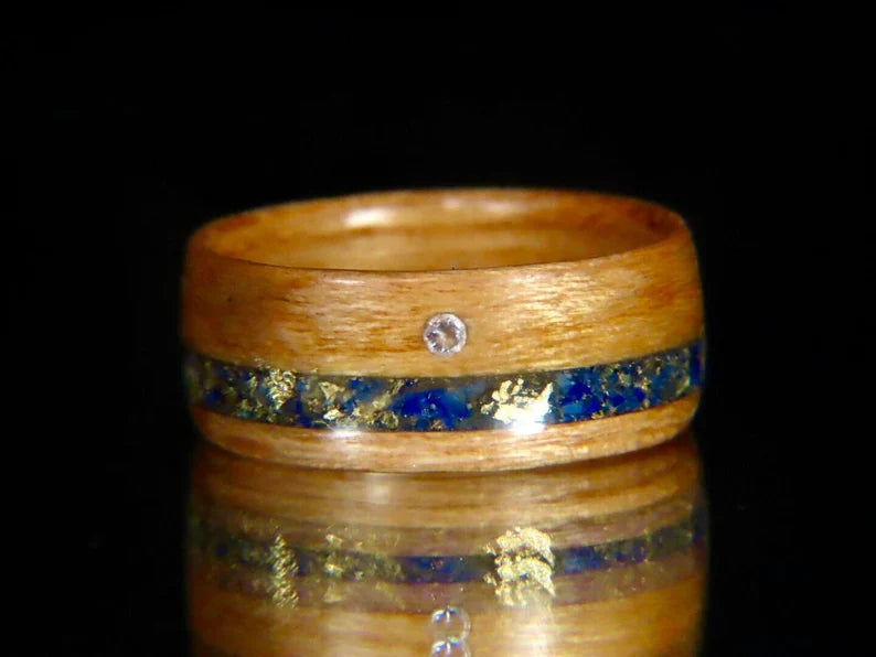 Lapis lazuli ring,  Lapis Lazuli Wood Ring, Lapis ring, Lazuli ring, Lazuli, Blue Ring, Lapis lazuli, Lapis, Gemstone ring, Wood ring, Mens wedding band, Handmade, Montreal