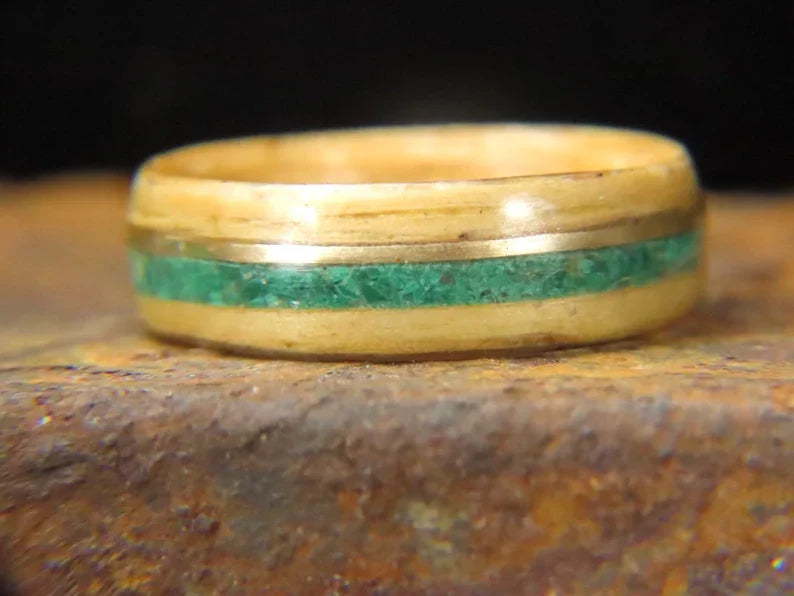 Malachite Wood Ring, Malachite Ring, Wood ring, Mens wedding band Malachite jewelry, Boho Jewelry, Gemstone Ring, Etsy Rings , Wood engagement ring, Wood jewelry, Mens ring, Rings for women, malachite, malachite gemstone, natural malachite, green malachite,  