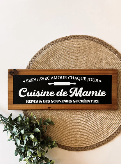 Affiche de bois pour la cuisine de maman, mamie ou grand-maman. Décoration pour la cuisine.