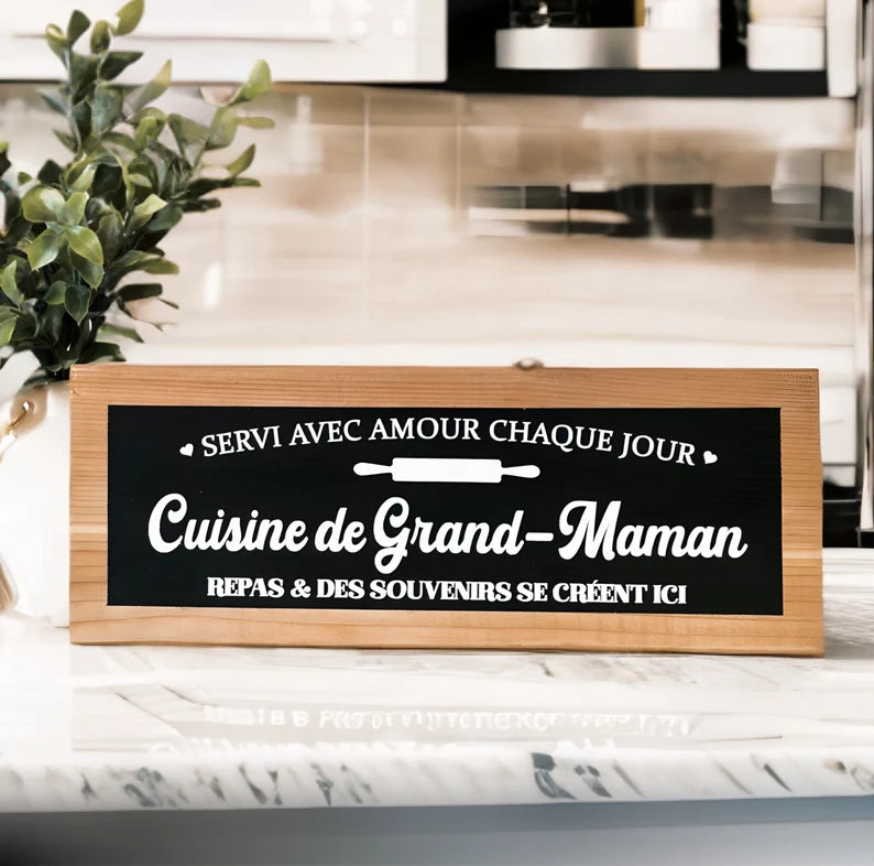 Affiche de bois pour la cuisine de maman, mamie ou grand-maman. Décoration pour la cuisine.