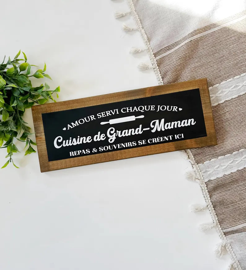 Affiche de bois pour la cuisine de maman, mamie ou grand-maman. Décoration pour la cuisine.