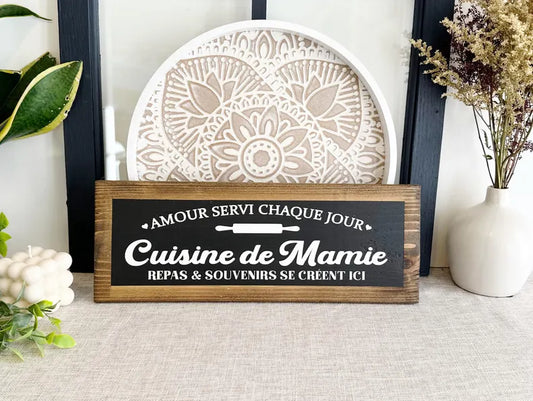 Affiche de bois pour la cuisine de maman, mamie ou grand-maman. Décoration pour la cuisine.