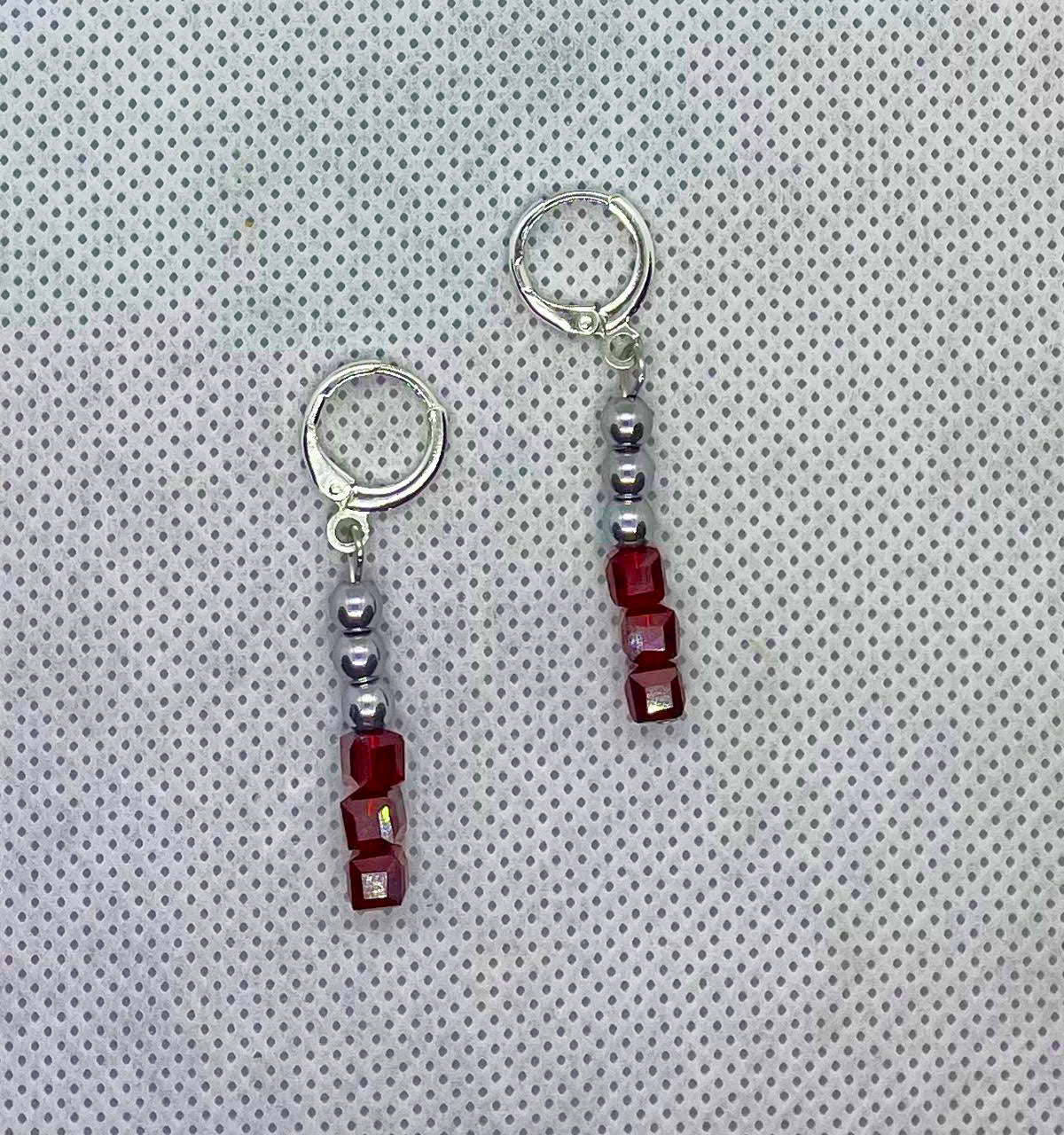 Earrings ruby-silver 4 cm