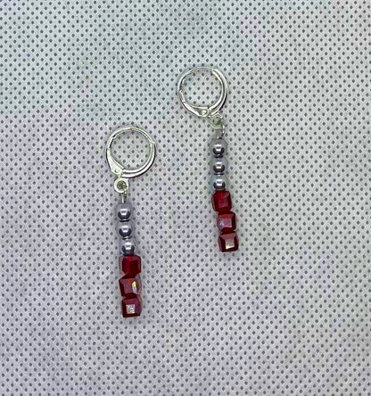 Earrings ruby-silver 4 cm